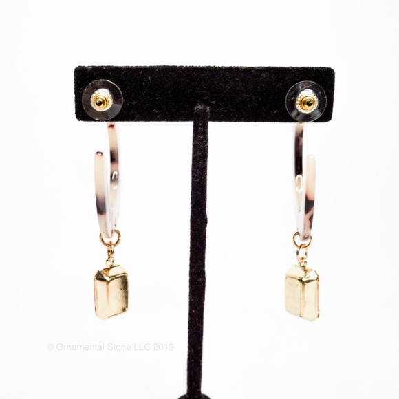 Tortoise Light Acrylic Pink Gemstone Earrings #29 - Picture 2 of 4